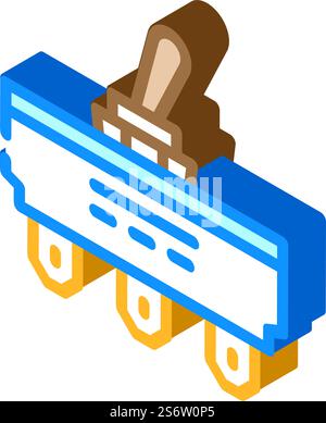 Zweipoliger einpoliger Schalter, elektronischer Teil, isometrischer Symbolvektor. Zweipoliger einpoliger Schalter, elektronisches Teileschild. Isolierte Symboldarstellung. Zweipoliger einpoliger Schalter, elektronisches Teil, isometrisches Symbol Vektor-Illustration Stock Vektor