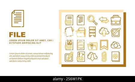 Datei Computer Digital Document Landing Webseite Header Banner Template Vektor. Grafik- Und Videodateien Laden Und Hochladen In Cloud Storage Data Center, Freigeben Und Übertragen (Abbildung). Dateicomputer Digital Document Landing Header Vektor Stock Vektor