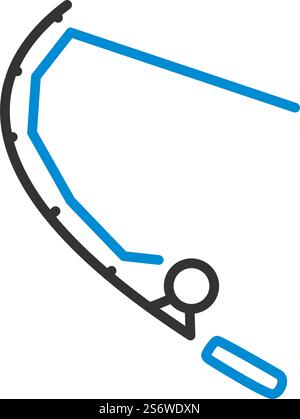 Symbol Für Gebogene Angelausrüstung. Editierbare Fett Formatigte Kontur Mit Farbfüllungsdesign. Vektorgrafik. Stock Vektor
