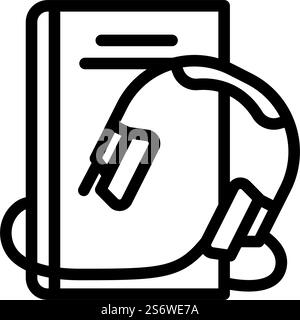 Audiobook-Gadget-Linie-Symbol-Vektor. Hörbuch-Gadget-Schild. Schwarze Abbildung des isolierten Kontursymbols. Hörbuch Gadget Linie Symbol Vektor Illustration Stock Vektor