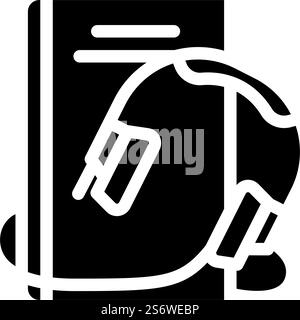 Hörbuch-Gadget-Glyphe-Symbol-Vektor. Hörbuch-Gadget-Schild. Schwarze Abbildung des isolierten Kontursymbols. Hörbuch Gadget Glyphe Symbol Vektor Illustration Stock Vektor