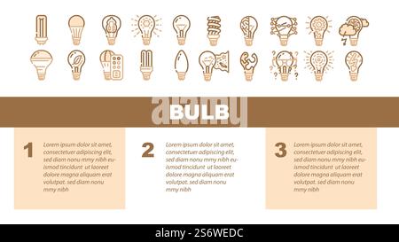 Glühlampe Beleuchtung Elektrisches Zubehör Landing Webseite Header Banner Vorlage Vektor. Leuchtstoff- Und Halogenlampen, Led- Und Energiesparende Stromgeräte. Illustration Zur Elektro-Innovationstechnologie. Glühlampenbeleuchtung Elektrisches Zubehör Lade-Schneidwerk Vektor Stock Vektor