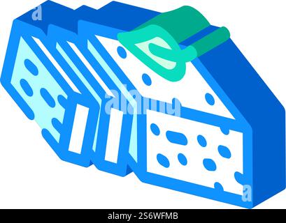 Isometrischer Symbolvektor für Feta-Käse. Feta-Käsezeichen. Isolierte Symboldarstellung. Isometrisches Symbol für Feta-Käse-Vektor-Illustration Stock Vektor