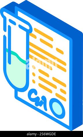 Reagenzglas mit Zertifikat isometrischem Symbolvektor. Reagenzglas mit Zertifikatschild. Isolierte Symboldarstellung. Reagenzglas mit Zertifikat isometrischer Symbolvektorgrafik Stock Vektor