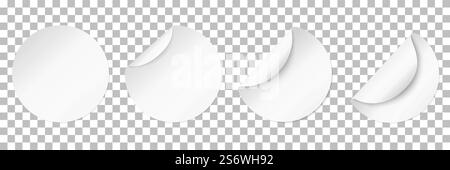 Weiße leere Aufkleber. Runder Aufkleber mit gewellter Kante, Modell des Ladenetiketts für Preis oder Werbung. Leeres Nachrichtentag, Papier Notizblätter letzter Vektorsatz. Abbildung: Kreisförmiges leeres, rundes Papieretikett. Weiße leere Aufkleber. Runder Aufkleber mit gewellter Kante, Modell des Ladenetiketts für Preis oder Werbung. Leeres Nachrichtentag, Papier Notizblätter letzter Vektorsatz Stock Vektor