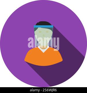 Symbol Für Gesichtsschutz. Flaches Kreiseldesign Mit Langen Schatten. Vektorgrafik. Stock Vektor