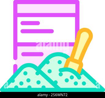 Glas mit einem Löffel Farbe Symbol Vektor. Ein Glas mit einem Löffelschild. Isolierte Symboldarstellung. Glas mit einem Löffel Farbe Symbol Vektor Illustration Stock Vektor