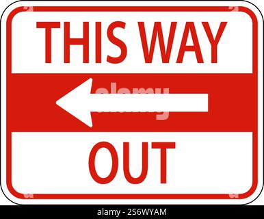 Dieser Weg Heraus Pfeil Nach Links Zeichen Auf Weißem Hintergrund Stock Vektor