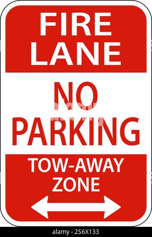 Schild „Fire Lane No Parking Tow Away Zone“ Auf Weißem Hintergrund Stock Vektor