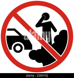 Kein Leerlauf, Motor abstellen. Verbotsschild Auf Weißem Hintergrund Stock Vektor