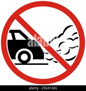 Kein Leerlauf, Motor abstellen. Verbotsschild Auf Weißem Hintergrund Stock Vektor