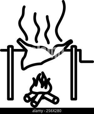 Symbol Für Das Braten Von Fleisch. Auffälliges Design mit bearbeitbarer Konturbreite. Vektorgrafik. Stock Vektor