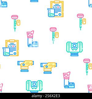 Geodäsie-Ausrüstung Vektor Nahtlose Muster Farblinie Illustration. Geodäsie-Ausrüstung Vektor Nahtloses Muster Stock Vektor