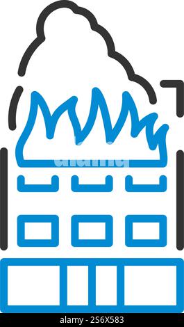 Symbol „Hotelgebäude In Brand“. Editierbare Fett Formatigte Kontur Mit Farbfüllungsdesign. Vektorgrafik. Stock Vektor