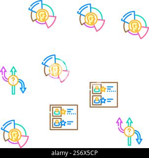 Leadership Leader Business Skill Vektor Nahtlose Muster Farblinie Illustration. Leadership Leader Business Skill Symbole Setzen Vektor Stock Vektor
