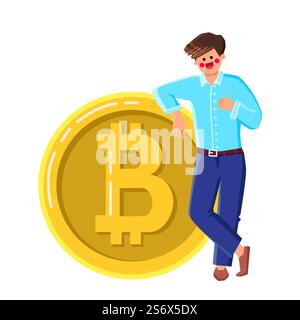 Krypto-Handel Beruf Des Geschäftsmannes Vektor. Junger Mann Kryptohandel Geschäft, Kauf Und Verkauf Von Kryptowährung Online Im Internet Trade Market. Zeichentrickzeichnung Für Die Figur. Krypto-Handel Beruf Des Geschäftsmannes Vektor Stock Vektor