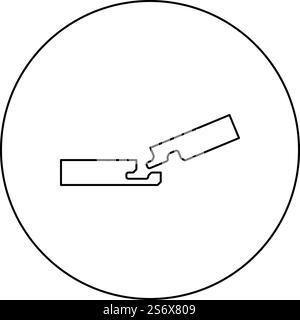 Verbindung von zwei Brettern in der Nut Holzfußboden Konstruktion Fuge freie Profilansicht Symbol im Kreis rund schwarz Vektor Illustration Bild Umriss Kontur Linie dünn Stil einfach. Verbindung von zwei Brettern in der Nut Holzbodenkonstruktion Fuge freie Profilansicht Symbol im Kreis rund schwarz Vektor Abbildung Umriss Kontur Linie dünn Stil Stock Vektor