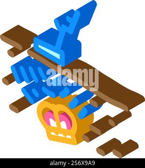 Metalldetektor Suche isometrischer Symbolvektor. Metalldetektor-Suchzeichen. Isolierte Symboldarstellung. Metalldetektor Suche isometrische Symbolvektorillustration Stock Vektor