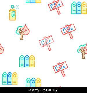 Globale Erwärmung Problem Sammlung Vektor Nahtlose Muster Farblinie Illustration. Globale Erwärmung Problem Collection Symbole Set Vektor Stock Vektor