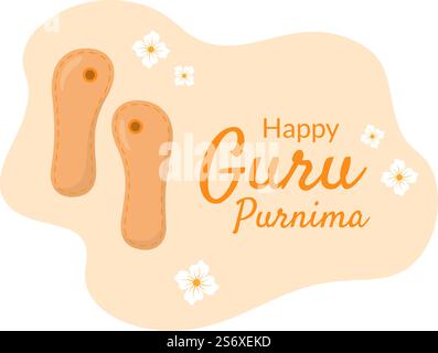 Happy Guru Purnima von Indian Festival zu spirituellen und akademischen Lehrern in flachen Cartoon Blume Hintergrund Illustration Stock Vektor