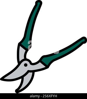 Symbol Für Gartenschere. Editierbare Fett Formatigte Kontur Mit Farbfüllungsdesign. Vektorgrafik. Stock Vektor
