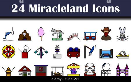 Miracleland Icon Set. Editierbare Fett Formatigte Kontur Mit Farbfüllungsdesign. Vektorgrafik. Stock Vektor