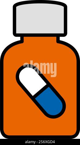Symbol „Tablettenflasche“. Editierbare Fett Formatigte Kontur Mit Farbfüllungsdesign. Vektorgrafik. Stock Vektor