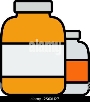 Symbol Für Den Behälter „Pillen“. Editierbare Fett Formatigte Kontur Mit Farbfüllungsdesign. Vektorgrafik. Stock Vektor