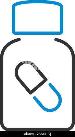 Symbol „Tablettenflasche“. Editierbare Fett Formatigte Kontur Mit Farbfüllungsdesign. Vektorgrafik. Stock Vektor