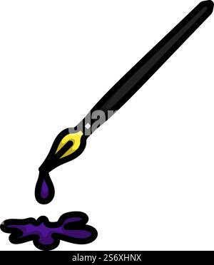 Füllfederhalter Mit Blot-Symbol. Editierbare Fett Formatigte Kontur Mit Farbfüllungsdesign. Vektorgrafik. Stock Vektor
