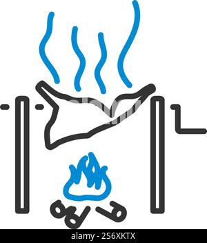 Symbol Für Das Braten Von Fleisch. Editierbare Fett Formatigte Kontur Mit Farbfüllungsdesign. Vektorgrafik. Stock Vektor