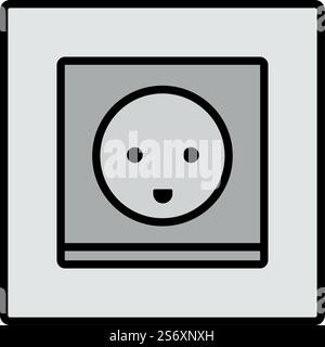 Symbol Für Elektrische Steckdose In Österreich. Editierbare Fett Formatigte Kontur Mit Farbfüllungsdesign. Vektorgrafik. Stock Vektor