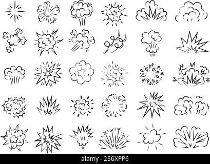 Explosionskritzeleien. Linera Skizzen von Überraschung Explosion Dekorationselemente verschiedene geometrische Designelemente aktuelle Vektorkollektion. Abbildung der Explosionsgrafik-Starburst. Explosionskritzeleien. Linera Skizzen von Überraschung Explosion Dekorationselemente verschiedene geometrische Designelemente aktuelle Vektorkollektion Stock Vektor