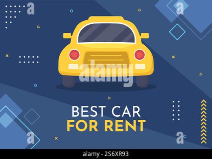 Mietwagen Social Media Template Flat Cartoon Twitch Hintergrund Vektor Illustration Stock Vektor