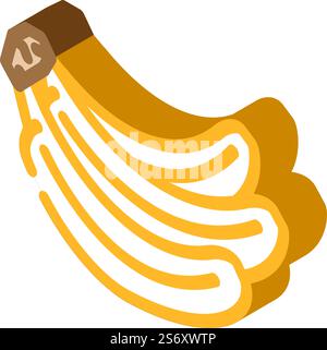 Isometrischer Symbolvektor für Bananenbananenbündel. Bananenstopp-Schild. Isolierte Symboldarstellung. Isometrische Ikonen-Vektor-Illustration der Bananenbananenbündel Stock Vektor