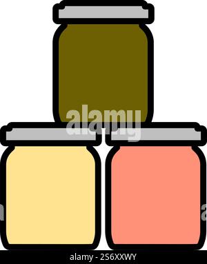 Symbol Für Kleine Glasgläser. Editierbare Fett Formatigte Kontur Mit Farbfüllungsdesign. Vektorgrafik. Stock Vektor