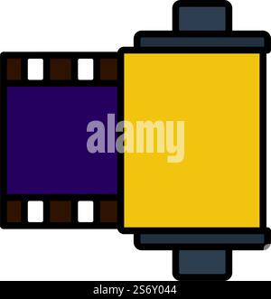 Symbol Für Fotopatronenrolle. Editierbare Fett Formatigte Kontur Mit Farbfüllungsdesign. Vektorgrafik. Stock Vektor