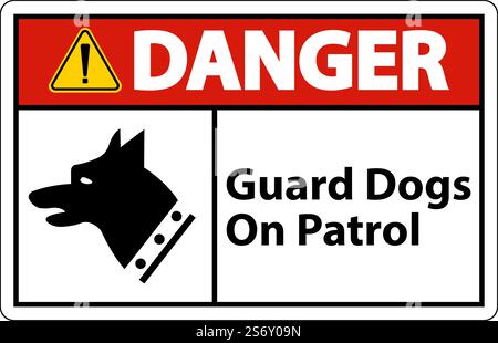 Warnschutz Hunde Auf Patrol Symbol Zeichen Auf Weißem Hintergrund Stock Vektor