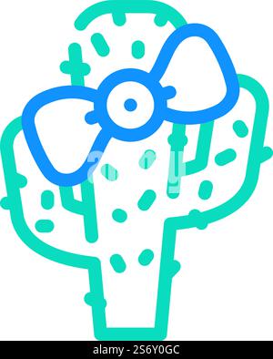 Kinder Fan in Kakteen Form Farbe Symbol Vektor. Kinderfächer in Kaktusform. Isolierte Symboldarstellung. Kinderventilator in Kakteen Form Farbe Symbol Vektor Illustration Stock Vektor