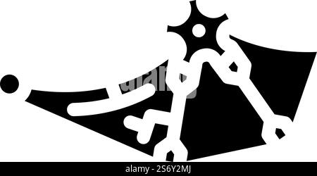 Flügel mit Gear Glyph Symbol Vektor. Flügel mit Zahnradschild. Isolierte Symboldarstellung. Vektorgrafik des Flügels mit Zahnradglyphe Stock Vektor