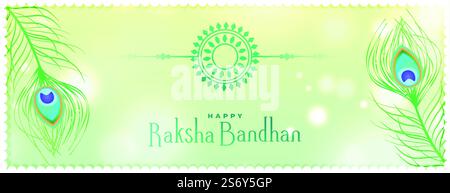 hindu-Festival raksha bandhan Grußkarte mit Pfauenfeder Stock Vektor