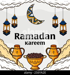 Illustration ramadan kareem in handgezeichnetem Stil Stock Vektor
