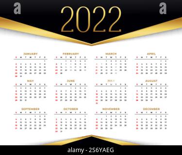 Premium 2022 Kalenderdesign für das neue Jahr Stock Vektor