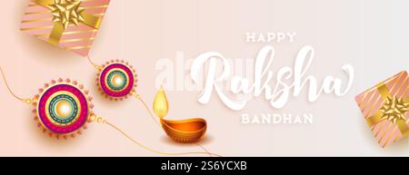 Happy raksha bandhan schönes traditionelles Bannerdesign Stock Vektor
