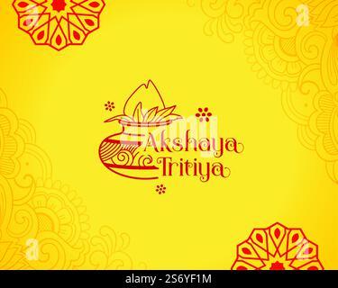 Akshaya tritiya kalash gelbe Grußkarte Design Stock Vektor