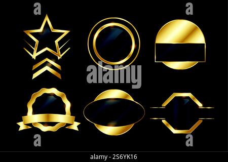 Goldene Retro-Abzeichen und Labels Kollektion Stock Vektor