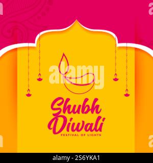 shubh diwali Festivalkarte in leuchtenden Farben Stock Vektor