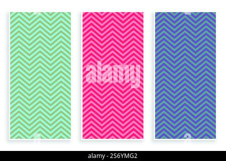 dreier Satz mit chevron-Zickzack-Muster Stock Vektor