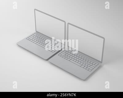 Zwei offene Notebooks auf hellem Hintergrund Stockfoto