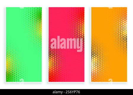 Halbtonbanner in drei Farben Stock Vektor